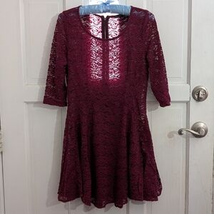 Elegant Burgundy Lace Dress